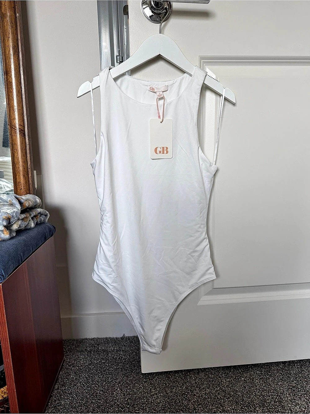 GB White Bodysuit Sleeveless Top Size Small NWT No Spots